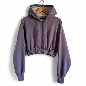 Harlow Deep Cropped Purple Zip-Up Hoodie
